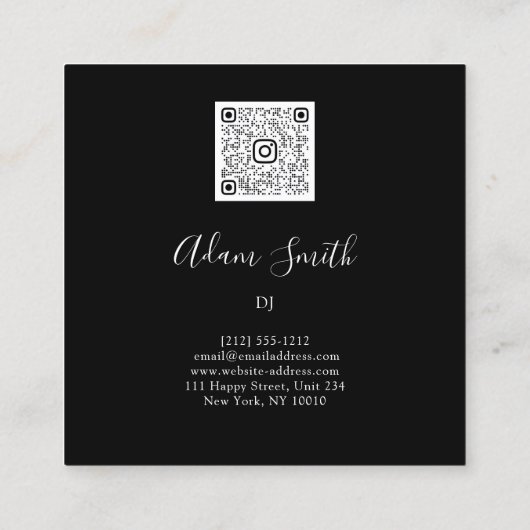 QRコードロゴカスタムカスタム白黒枠 スクエア名刺 (裏面)