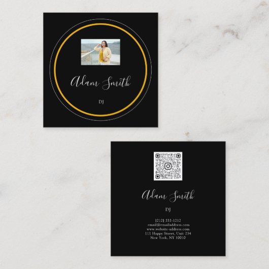 QRコードロゴカスタムカスタム白黒 スクエア名刺 (正面/裏面)