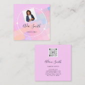 QRコードロゴカスタムカスタム薄紫 スクエア名刺 (正面/裏面)