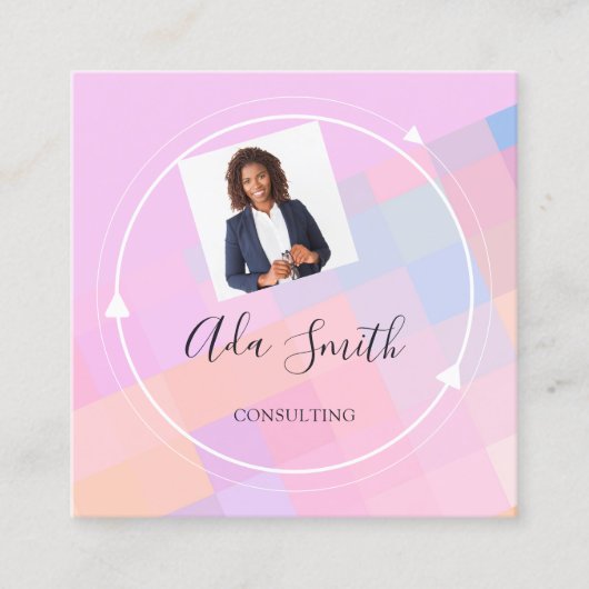 QRコードロゴカスタムカスタム薄紫 スクエア名刺 (正面)