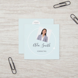 QRコードロゴカスタムカスタムPhoto Consulting Aqua スクエア名刺