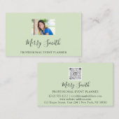 QRコードロゴカスタムフォトミントグリーン 名刺 (正面/裏面)