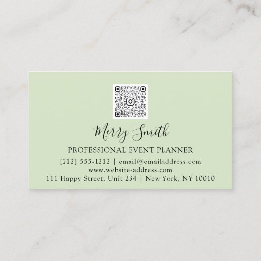 QRコードロゴカスタムフォトミントグリーン 名刺 (裏面)
