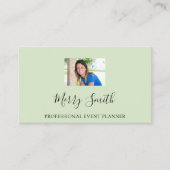 QRコードロゴカスタムフォトミントグリーン 名刺 (正面)