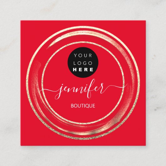 QRコードロゴグリッター金ゴールドレッドショップブティック スクエア名刺