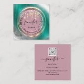 QRコードロゴショップグリッターグリーンバラドライモダンプ スクエア名刺 (正面/裏面)