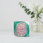 QRコードロゴショップグリッターグリーンバラドライモダンプ スクエア名刺 (スタンド正面)