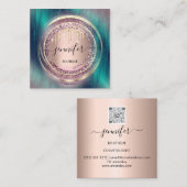 QRコードロゴショップグリーンバラ金ゴールドドリップサークル スクエア名刺 (正面/裏面)