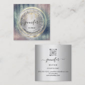 QRコードロゴショップバラシルバー金ゴールドドリップスサークル スクエア名刺 (正面/裏面)