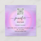 QRコードロゴショップピンクブルー金ゴールド乾燥紙吹雪S スクエア名刺 (裏面)