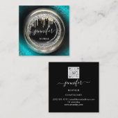 QRコードロゴショップブラック金ゴールドドリップシルバーグレー スクエア名刺 (正面/裏面)