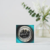 QRコードロゴショップブラック金ゴールドドリップシルバーグレー スクエア名刺 (スタンド正面)