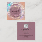 QRコードロゴショップ図形金ゴールドバラの表示 スクエア名刺 (正面/裏面)