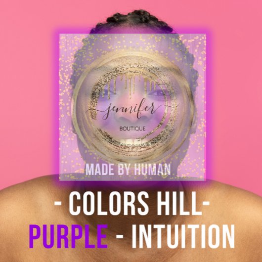 QRコードロゴショップ紫金ゴールド乾燥紙吹雪 スクエア名刺