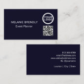 QRコードロゴシンプルネイビーブルービジネスカード 名刺 (正面/裏面)