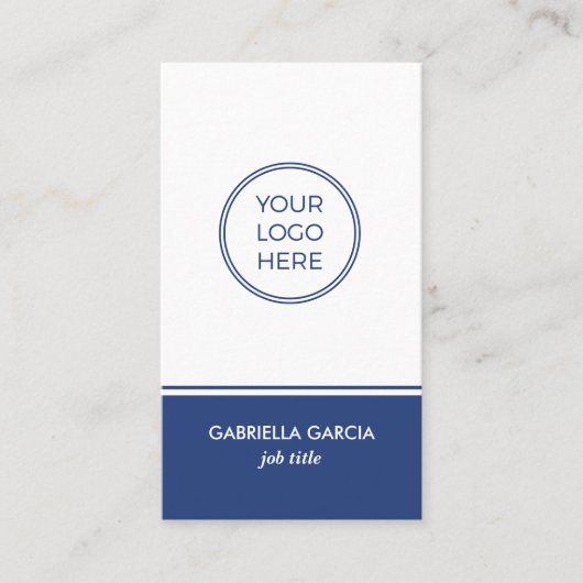 QRコードロゴシンプルブルービジネスカード 名刺 (正面)