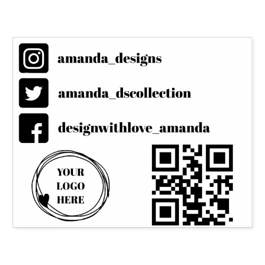 Qrコードロゴソーシャルメディアのアイコンのゴム印 ラバースタンプ (インプリント)