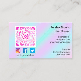 QRコードロゴソーシャルメディアのオンラインショップの挿入 名刺