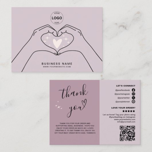 Qrコードロゴソーシャルメディアモダンに感謝 名刺 (正面/裏面)