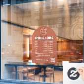 Qrコードロゴテラコッタアーチで時間を開く ウィンドウサイン (カフェ窓)