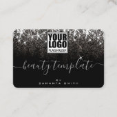 QRコードロゴテンプレート発光白金シルバー 名刺 (正面)