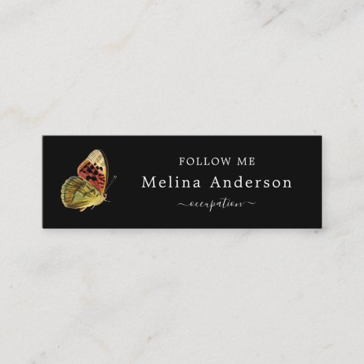 QRコードロゴバタフライエレガントソーシャルメディア スキニー名刺 (正面)