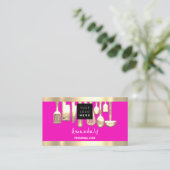 QRコードロゴピンクパーソナルシェフ料理 名刺 (スタンド正面)