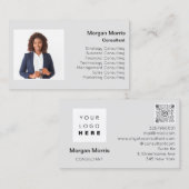 QRコードロゴフォトプロフェッショナル会社グレー 名刺 (正面/裏面)