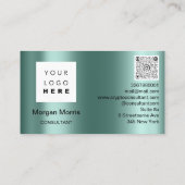 QRコードロゴフォトプロフェッショナル会社ティール(緑がかった色) 名刺 (裏面)