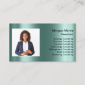 QRコードロゴフォトプロフェッショナル会社ティール(緑がかった色) 名刺 (正面)