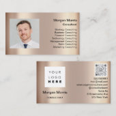QRコードロゴフォトプロフェッショナル会社バラ金ゴールド 名刺 (正面/裏面)