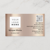 QRコードロゴフォトプロフェッショナル会社バラ金ゴールド 名刺 (裏面)