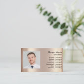 QRコードロゴフォトプロフェッショナル会社バラ金ゴールド 名刺 (スタンド正面)
