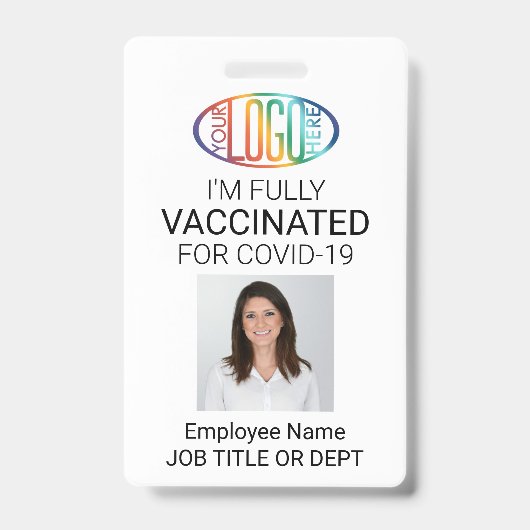 QRコードロゴフォト従業員ID Covid Vaccine Pass バッジ (Front)