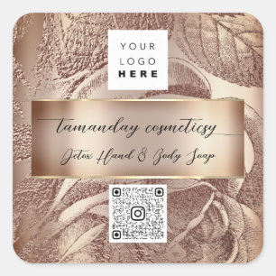 QRコードロゴフォト製品感謝していのバラブライダル スクエアシール