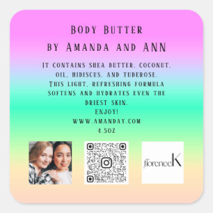 QRコードロゴフォト製品BALM化粧品グラデーション スクエアシール