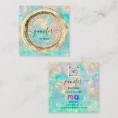 QRコードロゴフレームグリッター金ゴールドドリップホログラフ スクエア名刺 (正面/裏面)