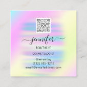 QRコードロゴホログラフィックピンク金ゴールド グラデーション スクエア名刺 (裏面)