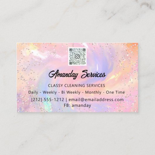 QRコードロゴホームメイドクリーニングサービスオフィス 名刺 (裏面)