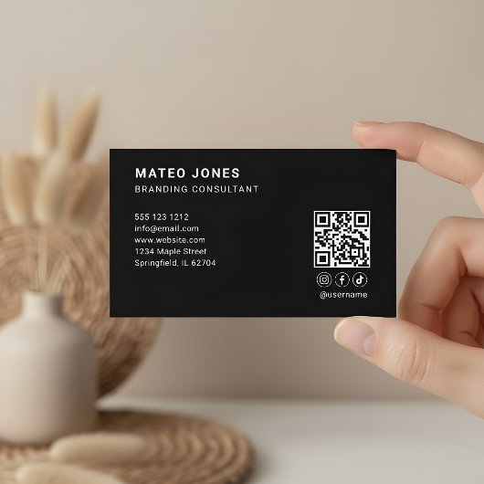 QRコードロゴミニマリストブラック 名刺