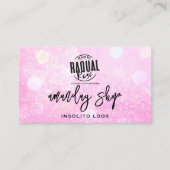 QRコードロゴメイクアップアーティストショップピンクグリッター 名刺 (正面)