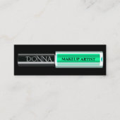 QRコードロゴメイクアップグリーンリップスティック化粧品 スキニー名刺 (正面)