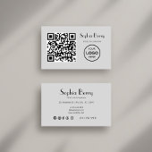 QRコードロゴモダングレーミニマル名刺 名刺