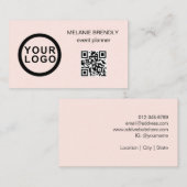 QRコードロゴモダンミニマリストピンク名刺 名刺 (正面/裏面)