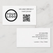 QRコードロゴモダンミニマリスト白名刺 名刺 (正面/裏面)