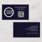 QRコードロゴモダンミニマル海軍名刺 名刺 (正面/裏面)