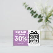 QRコードロゴラベンダー付きデジタル割引クーポン 割引カード (スタンド正面)