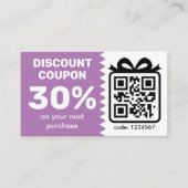 QRコードロゴラベンダー付きデジタル割引クーポン 割引カード (正面)