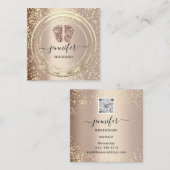 QRコードロゴリフレクソロジーマッサージ足バラ赤面 スクエア名刺 (正面/裏面)