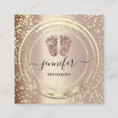 QRコードロゴリフレクソロジーマッサージ足バラ赤面 スクエア名刺 (正面)